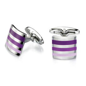 【送料無料】メンズアクセサリ—　フレッドベネットストライプステンレススチールカフスボタンfred bennett purple shades striped stainless steel cufflinks [v484]