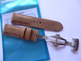 【送料無料】腕時計　ウォッチ　ハンドメイドビンテージレザーストラップクラスプパネライhandmade vintage leather strap 24mm deplo clasp 2422mm compatible panerai