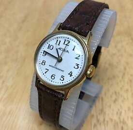 【送料無料】腕時計　ウォッチ　ビンテージベルトホワイトレザーアラームvintage acqua por timex mujer color dorado cuero blanco correa manual reloj