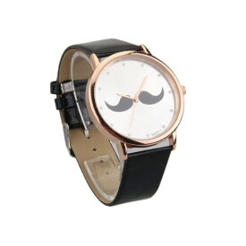 【送料無料】腕時計　ウォッチ　×アラームブレスレットベルト5xreloj cuarzo pulsera correa cuero pu negro bigote para mujer hombre q2b8