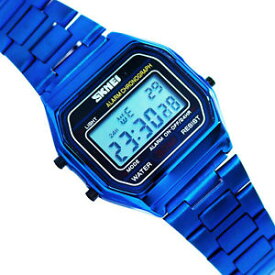 【送料無料】腕時計　ウォッチ　レトロデジタルステンレススチールブレスレットウォッチlimited edition azul retro digital reloj pulsera acero inoxidable oldschool
