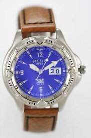 【送料無料】腕時計　ウォッチ　アラームステンレススチールメートルrelic reloj hombre morado fecha acero inoxidable plateado cuero marrn 50m