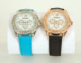 【送料無料】腕時計　ウォッチ　クリスタルベゼルボックスカラーティールストラップqvc gossip conjunto de 2 relojes de bisel cristal caja de regalo 2 colores verde azulado y correa