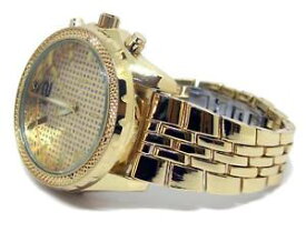 【送料無料】腕時計　ウォッチ　ベルトアラームde hombre dorado metal plateado correa hiphop bling reloj