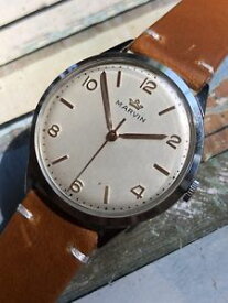 【送料無料】腕時計　ウォッチ　ビンテージレトロラージサイズスイスマーアラーム1950s reloj de vestir para hombre vintage retro de gran tamao marvin 37mm suizo