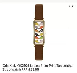 �y���������z�r���v�@�E�H�b�`�@���f�B�[�X�X�g���b�vorla kiely tallo de la impresin seoras reloj con correa de cuero tostado nuevo y en caja