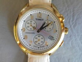 【送料無料】腕時計　ウォッチ　ブレスレットブランクロノファムtimex montre bracelet blanc chrono chronographe acier pl or femme woman watch