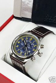 【送料無料】腕時計　ウォッチ　ロータリーマニュアルサンモリッツクロノグラフストラップ* giratorio * para hombre st moritz reloj con crongrafo aviator correa de cuero marrn