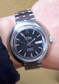 【送料無料】腕時計　ウォッチ　シルバーヴィンテージアメリカクラウンウォッチプッシュsilver vintage nos eta 2638 watch uhr montre push crown water resistant