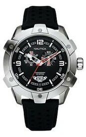 【送料無料】腕時計　ウォッチ　クロノグラフクロックブラックレザーストラップnautica para hombres nst100 reloj con crongrafo grande a32516g negro correa de cuero bnwt