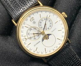 【送料無料】腕時計　ウォッチ　ムーンムーンヴィンテージアラームトカゲnos nuevo cyma luna lunar moon 35mm vintage watch reloj lizard espectacular