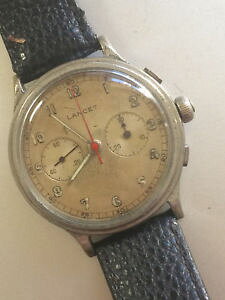 �y���������z�r���v�@�E�H�b�`�@�{�^���N���m�O���t�E�H�b�`lancet lanco 3button 40mm military ww2 chronograph big watch landeron 47 am