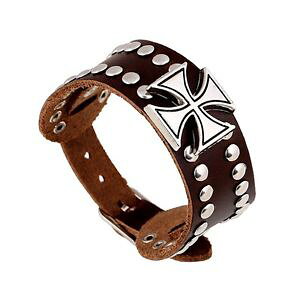 �y���������z�u���X���b�g�@�A�N�Z�T��?�@pelle�N���[�`�F�Wferro borchiato punk motociclista lemmybraccialebracciale in pelle croce di ferro borchiato punk motociclista l