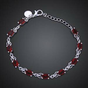 yzuXbg@ANZT?@X^[OVo[bLWG[uXbgladies bracelet with red stones 925 sterling silver plated jewelry