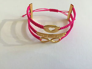 �y���������z�u���X���b�g�@�A�N�Z�T��?�@�u���X���b�g�s���N�S�[���hdiy bracelet armkette * heart, all we need is love, infinity * pink gold unique pp