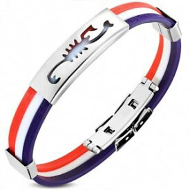 【送料無料】ブレスレット　アクセサリ—　ブレスレットメンズゴムスコーピオンbracelet mens rubber red white blue red scorpion