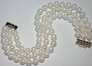 �y���������z�u���X���b�g�@�A�N�Z�T��?�@�����u�����u���X���b�g18cm, blanc perles de culture ,3 ranges ,bracelet