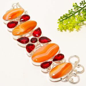 �y���������z�u���X���b�g�@�A�N�Z�T��?�@�����^�i���[�X���m�E�K�[�l�b�g�n���h���C�h�W���G���[�u���X���b�gmontana lace agate, garnet gemstone handmade jewelry bracelet 78 nrb1485