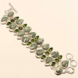 【送料無料】ブレスレット　アクセサリ—　ペリドットシルバーファッションジュエリーブレスレットgreen calsilica,green peridot 925 silver fashion jewelry bracelet 78