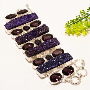 yzuXbg@ANZT?@`^jEAWXgVo[WG[uXbgtitanium druzy, amethyst gemstone silver jewelry bracelet 78 nrb1660