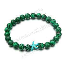 【送料無料】ブレスレット　アクセサリ—　スターターコイズマラカイトビードブレスレットwhole 15x 8mm star turquoise malachite gemstone beads stretchable bracelet
