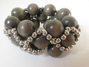 �y���������z�u���X���b�g�@�A�N�Z�T��?�@�W�F���[�h�{�[���r�[�Y�V���o�[�W�O�U�O�u���X���b�ggerard yosca grey wood ball bead silver zig zag bracelet