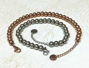 �y���������z�u���X���b�g�@�A�N�Z�T��?�@���[�Y�S�[���h�V���o�[�X�e�����X�X�`�[���r�[�Y�u���X���b�g18kgp rose gold silver womens stainless steel 316l beaded bracelets