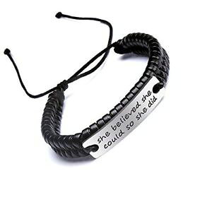 �y���������z�u���X���b�g�@�A�N�Z�T��?�@she believed she could so she did engraved affirmation positive quote leather