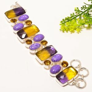 �y���������z�u���X���b�g�@�A�N�Z�T��?�@ametrinecharoitecitrine gemstone handmade jewelry bracelet78nrb1577ametrine, charoite, citrine gemstone handmade jewelry b