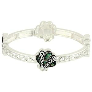 �y���������z�u���X���b�g�@�A�N�Z�T��?�@�u���X���b�g�A���rpaua�V�F��seashell fashionable stretchable bracelet abalone paua shell silver plated