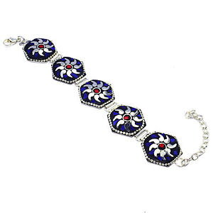 �y���������z�u���X���b�g�@�A�N�Z�T��?�@�l�p�[���^�[�R�C�Y�g���R���s�X�u���X���b�g�`�x�b�gnepali turquoise lapis bracelet tibetan ethnic jewelry sz75