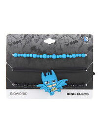 【送料無料】ブレスレット　アクセサリ—　コミックバットマンロゴアームサードパーティビーズコードブレスレット dc comics batman blue chibi charm logo arm party bead cord 3pk bracelet set