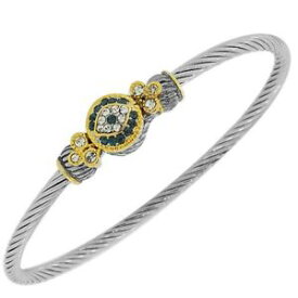 【送料無料】ブレスレット　アクセサリ—　イェローゴールドczhamsaケーブルwomensブレスレットsilver yellow gold blue crystals cz evil eye hamsa twisted cable womens bracelet