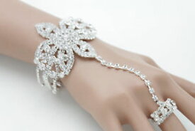 【送料無料】ブレスレット　アクセサリ—　ファッションジュエリーブレスレットチェーンスレーブリングwomen fashion jewelry bracelet silver metal hand chain bling flower slave ring