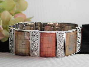 yzuXbg@ANZT?@\tBAR[sNVo[uEJbvP[LuXbglia sophia coral pink silver brown cupcake bracelet preowned mother of pearl