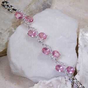 yzuXbg@ANZT?@×sNTt@CAzCggp[YVo[uXbgCMXwholes 5 strands x 16ct pink sapphire amp; white topaz silver bracelet 7gbr194