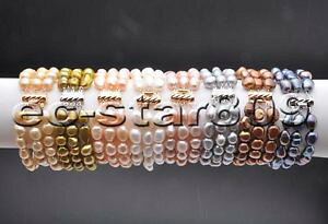 �y���������z�u���X���b�g�@�A�N�Z�T��?�@�}���`�J���[�o���b�N�u���X���b�gd0287 3row 8 14mm multicolor baroque freshwater pearl bracelet