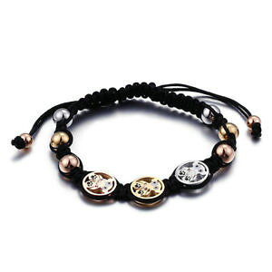 �y���������z�u���X���b�g�@�A�N�Z�T��?�@�X�e�����X�X�`�[���J���[�u���X���b�g���[�vwomen stainless steel three color bracelet braided rope charm jewelry