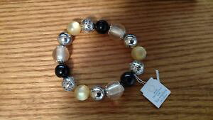 yzuXbg@ANZT?@\tBAXgb`uXbgVo[VgS[huEKXr[Y lia sophia stretch bracelet, silver citrine gold brown glass beads etched pl