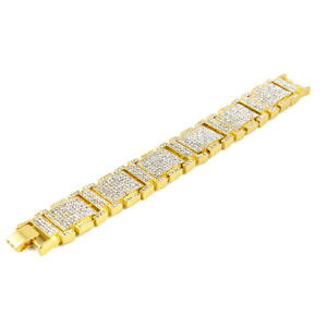 �y���������z�u���X���b�g�@�A�N�Z�T��?�@�h�[�������N�A�C�X�N���A�q�b�v�z�b�v�u���X���b�g�A�E�gmens gold plated 25mm dome link iced out clear cz stones hip hop bracelet 85