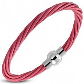【送料無料】ブレスレット　アクセサリ—　ブレスレットレザーピンクbracelet leather braided pink magnetic closure 8 516in
