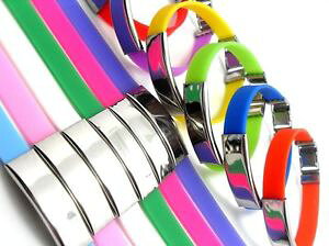 �y���������z�u���X���b�g�@�A�N�Z�T��?�@�X�e�����X�v���[�g�S���u���X���b�gid rubber bracelet in 13 colours with stainless steel plate with engraving on request