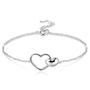 �y���������z�u���X���b�g�@�A�N�Z�T��?�@�X�^�[�����O�V���o�[�u���X���b�g2x925 sterling silver heart to heart adjustable bracelet for women i9w6