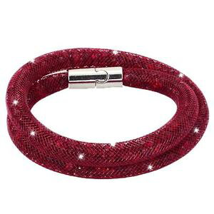 �y���������z�u���X���b�g�@�A�N�Z�T��?�@�W���R�j�E�����C���X�g�[���_�u��zirconium crystal bracelet stardust shiny rhinestone double tour red