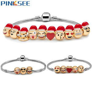 �y���������z�u���X���b�g�@�A�N�Z�T��?�@emoji�y���m�G��asfr35217 3 5 10�p�[��lesenas fr35217 3 5 10 perles emoji pere noel charm bracelets pour les femmes en all