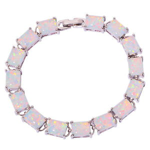 yzuXbg@ANZT?@Ip[Vo[t@bV`F[uXbgwhite fire opal silver fashion women jewelry gems chain bracelet 7 14 os574