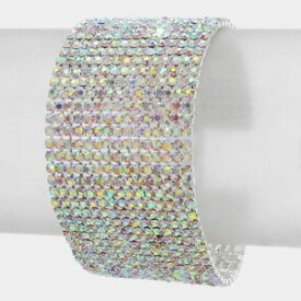 【送料無料】ブレスレット　アクセサリ—　ラインストーンブレスレットリンクチェーンメッシュmulti 15crystal rhinestone evening wedding bracelet link chain mesh multi 15 row layered