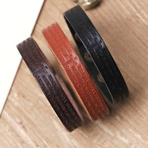 yzuXbg@ANZT?@NXC^Ascripture mens leather bracelet cross italian words bracelets