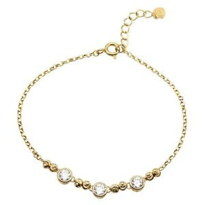 �y���������z�u���X���b�g�@�A�N�Z�T��?�@czwomens�X�^�[�����O9253�����Nwomens sterling silver 925 gold plated cz beaded 3 stones link bracelet