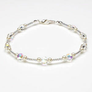 yzuXbg@ANZT?@X^[OVo[zCgKXp[EhXtXL[NX^uXbgsterling silver white glass pearl and round swarovski crystal bracelet
